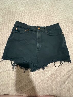 PINK Victoria's Secret Black High-Rise Frayed Denim Shorts